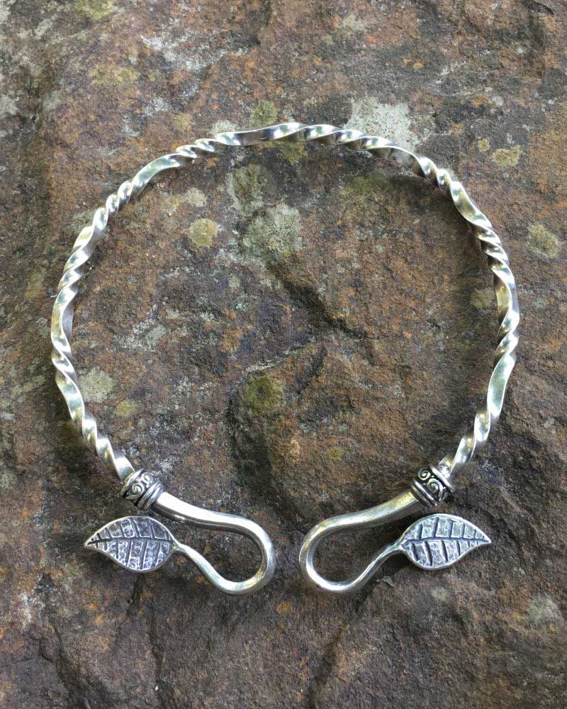Forged Silver Ash Leaf Neck Ring