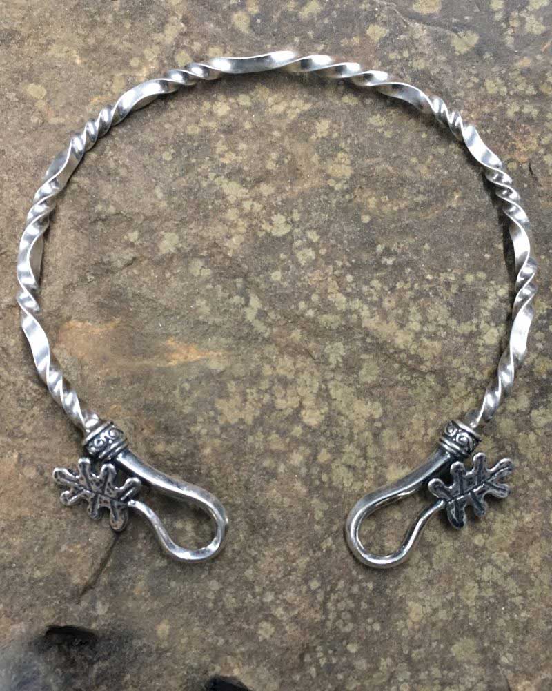 Forged Silver Oak Leaf Neck Ring
