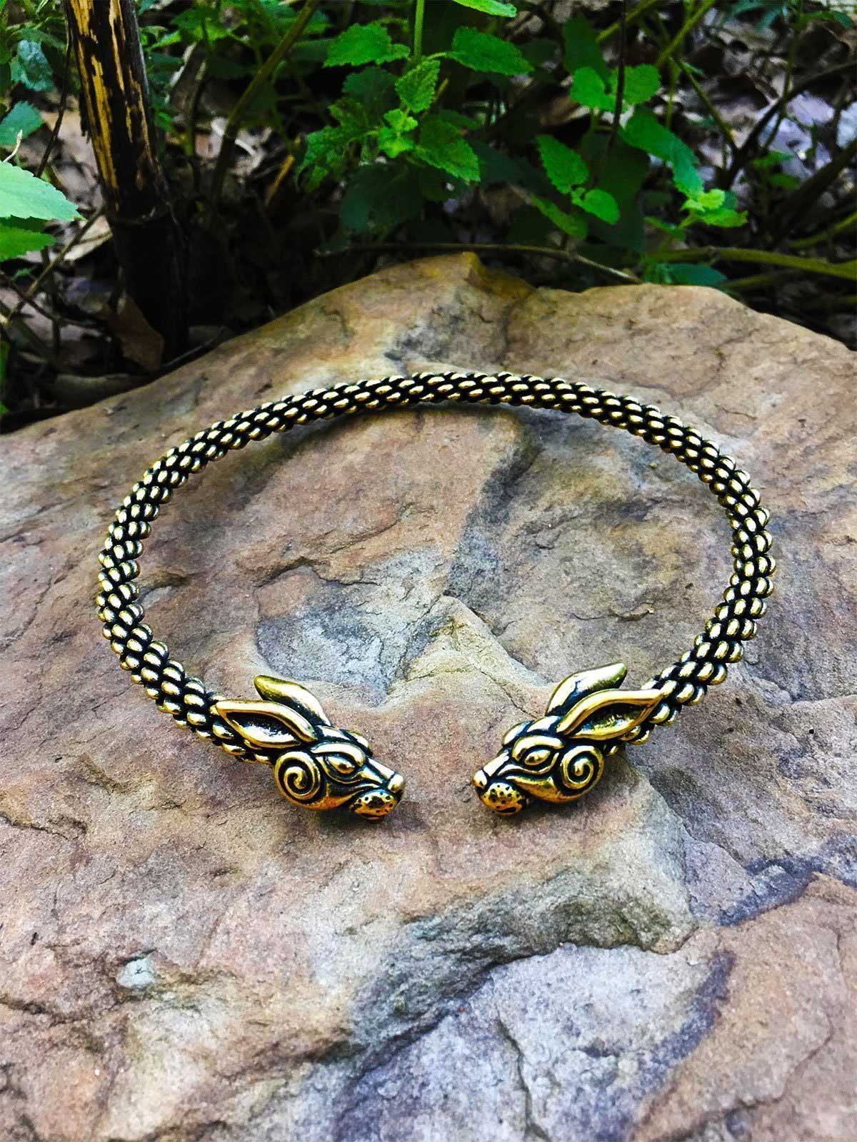 Viking or Celtic Style Torc with Stones - Bracelet or Arm Ring – West Wolf  Renaissance