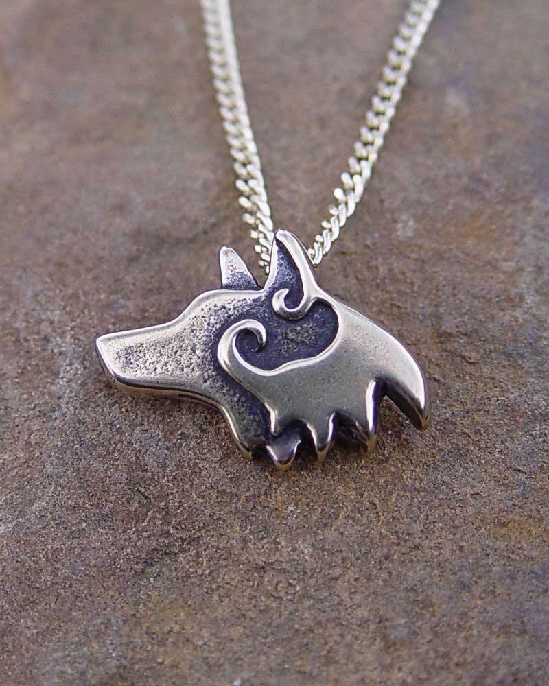 Rembrandt Charms Wolf Charm Pendant - 3D High Polish Rhodium Plated, 1/2" Size, With Jump Ring