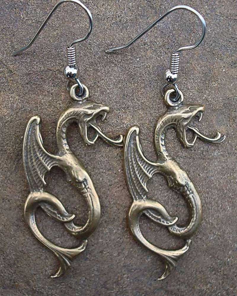 Wyvern Earrings in bronze